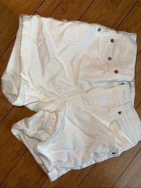 Mid Length White Denim Shorts - Size 24